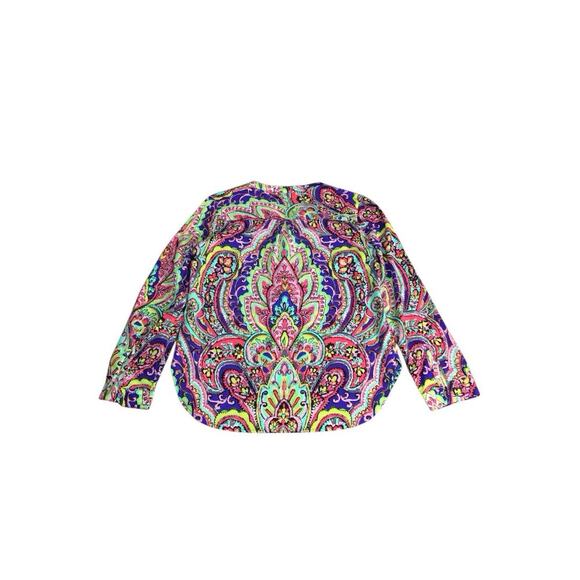 Talbots V-Neck Multicolor Floral Paisley Print Blouse Top Women's Size Petite P - Picture 2 of 7